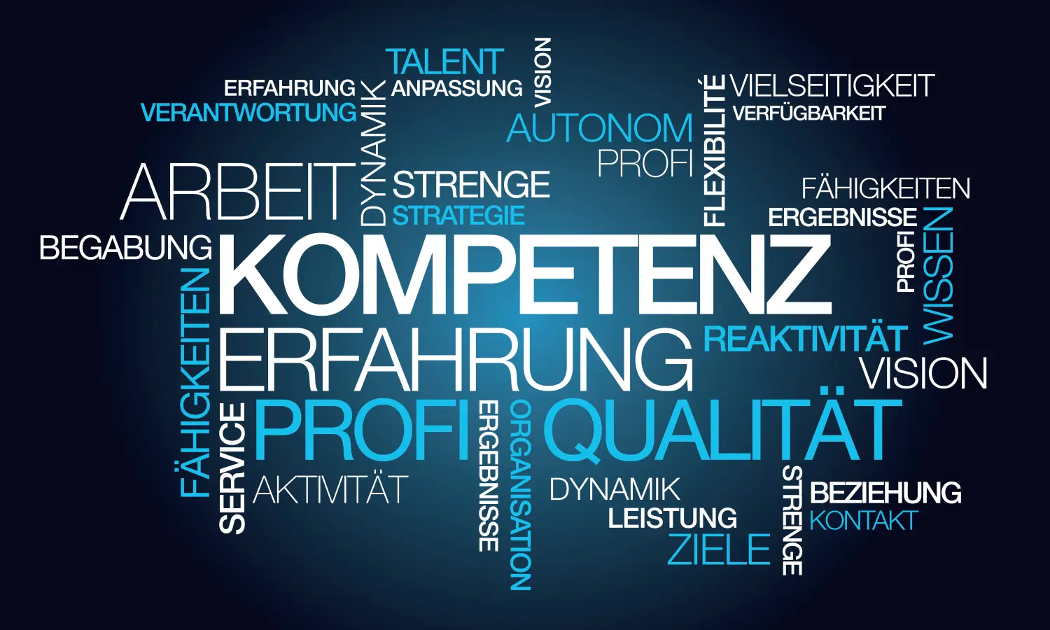 Kompetenz Erfahrung Arbeit TagCloud Wörter grafik